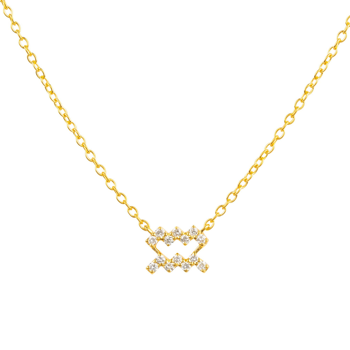 Aquarius - Necklace - 22 carat gold plated - Diamonds