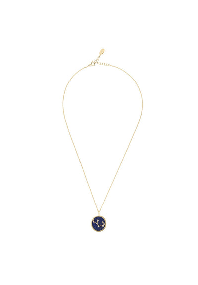 Sagittarius - Necklace - 22 carat gold plated - lapis lazuli with white zirconia