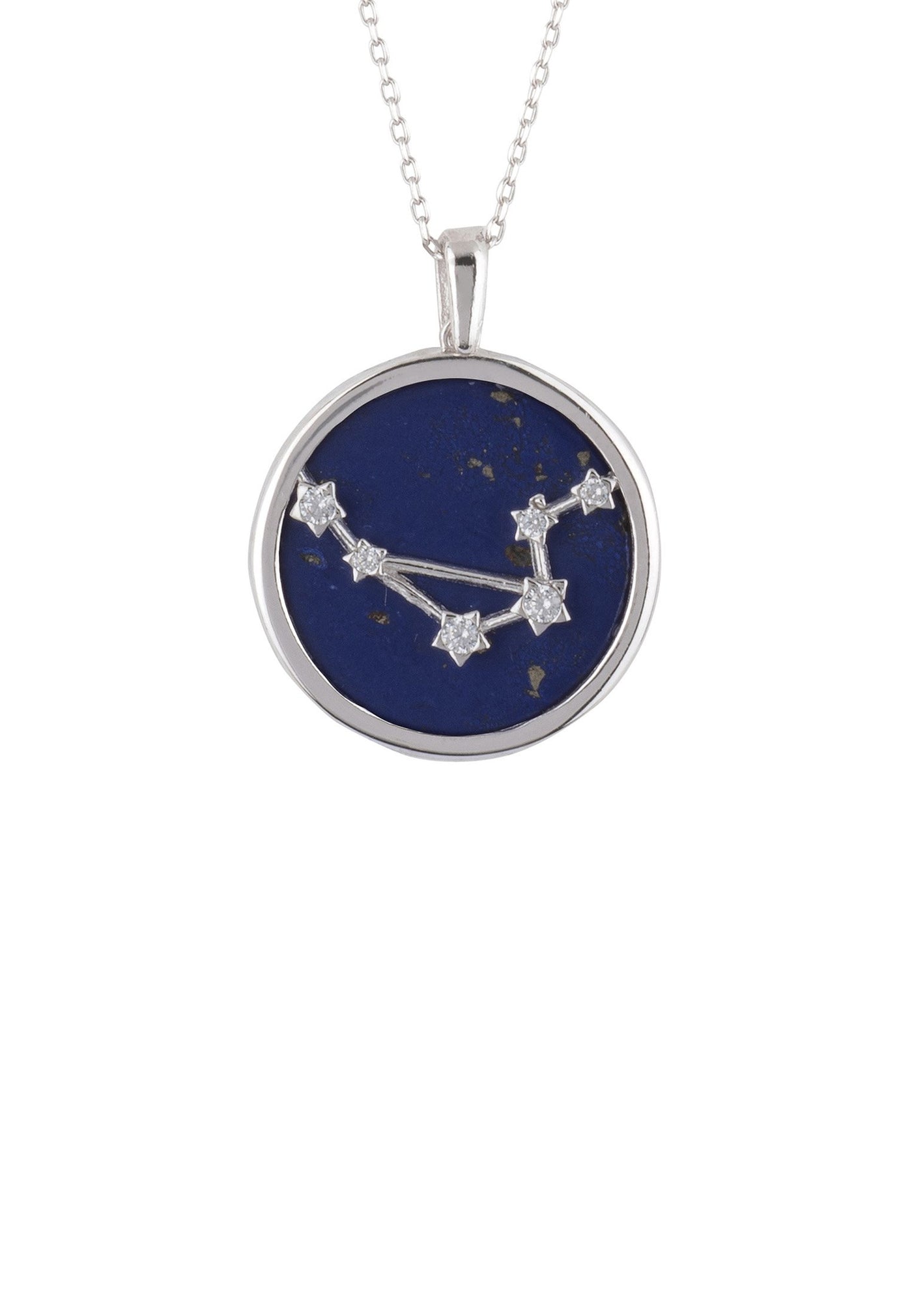 Libra - necklace - 925 sterling silver - lapis lazuli with white zirconia