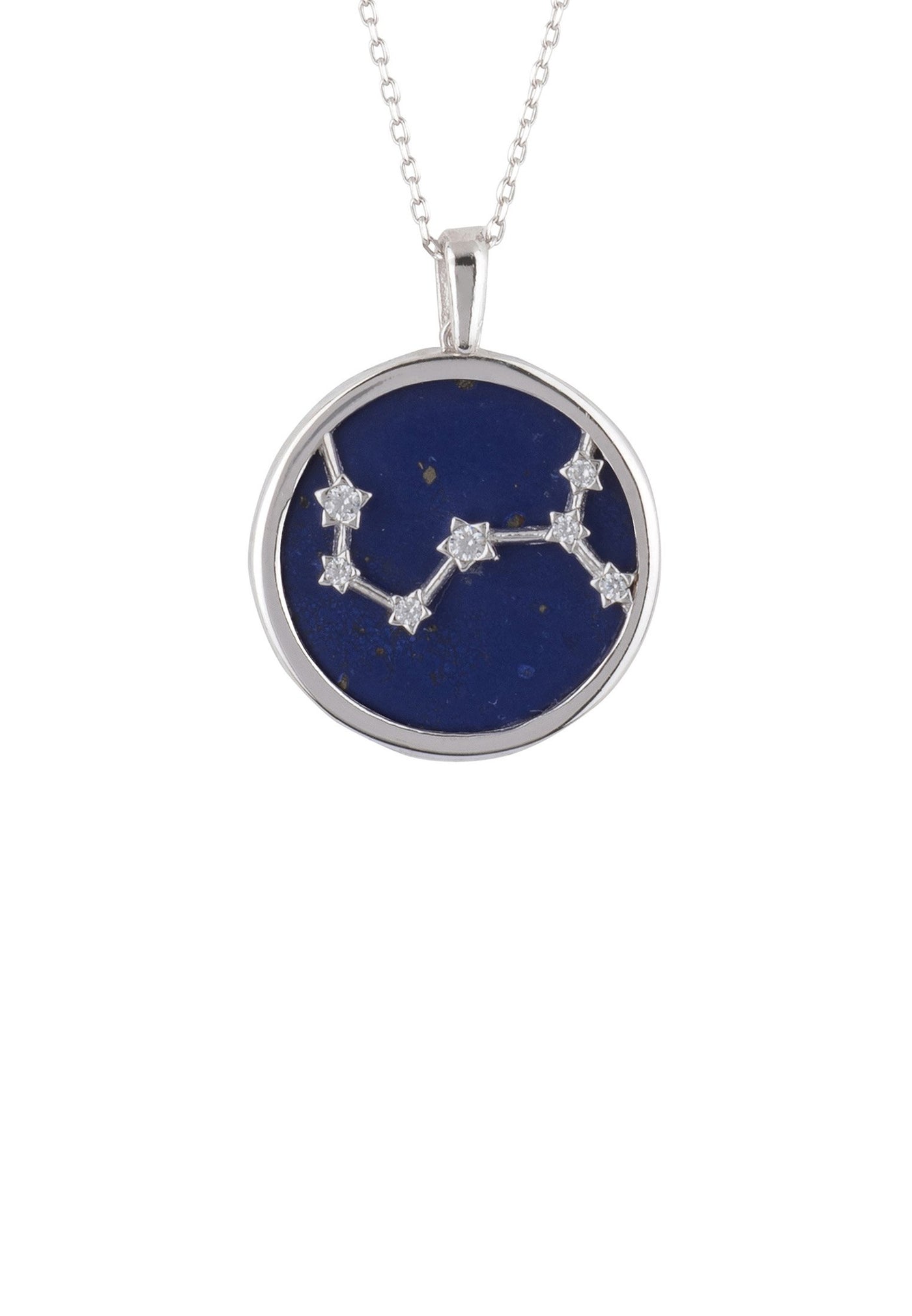 Scorpio necklace - 925 sterling silver - lapis lazuli with white zirconia