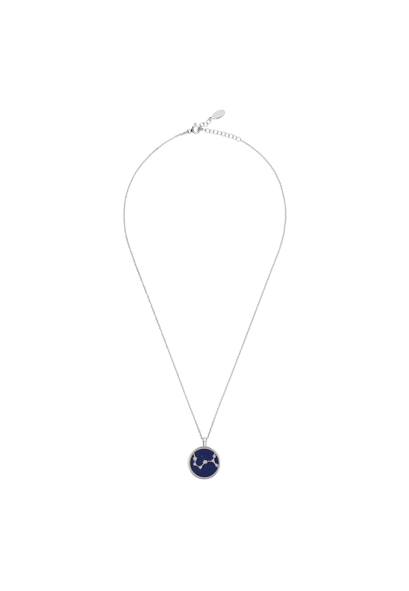 Scorpio necklace - 925 sterling silver - lapis lazuli with white zirconia