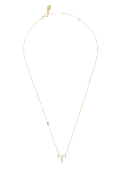 Aries - necklace - 22 carat gold plated - zirconia