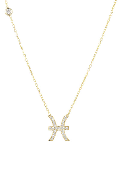Pisces - Necklace - 22 carat gold plated - Zirconias