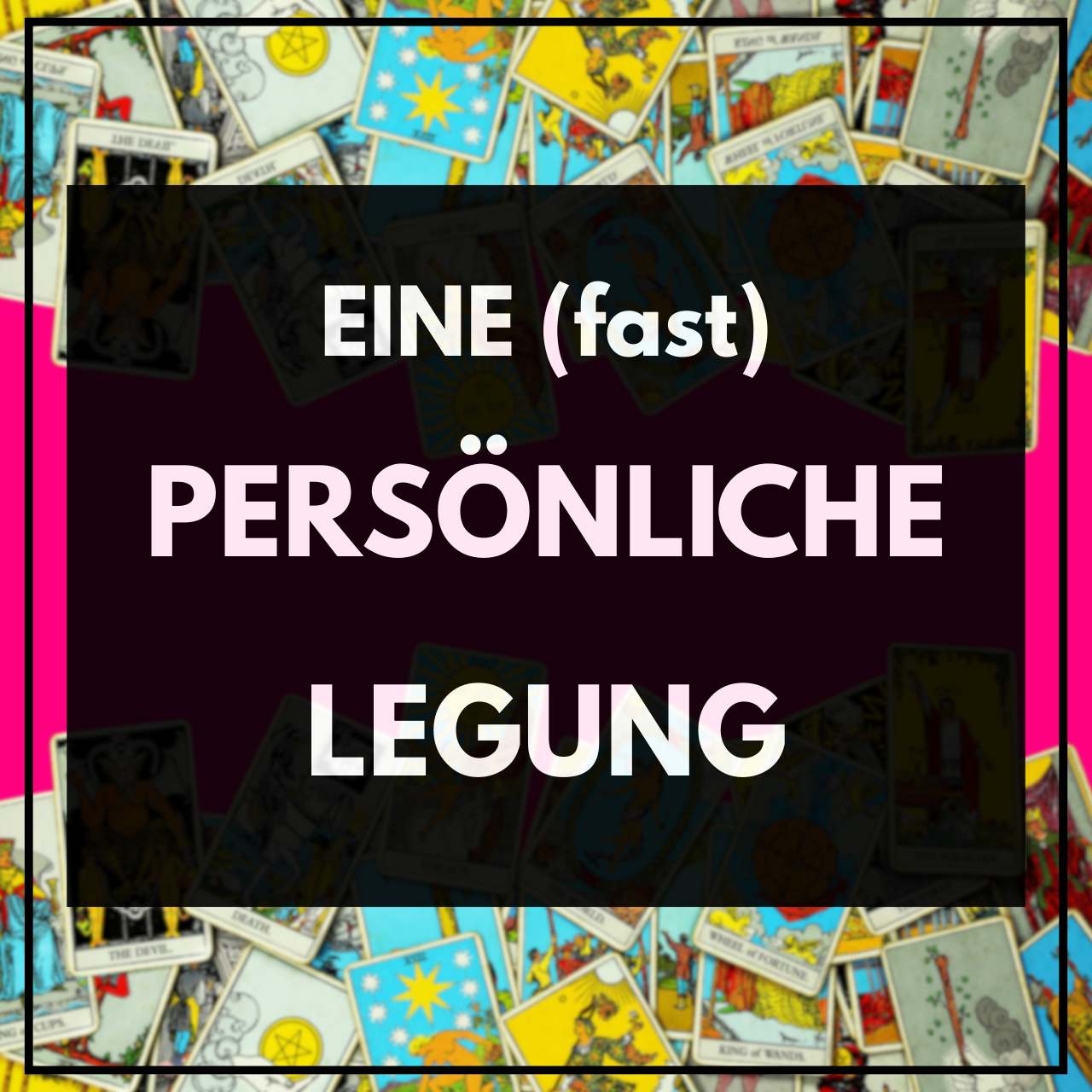 Tarot Produktbild für eine fast persönliche Legung mit vielen Tarotkarten im Hintergrund ideal für persönliche Tarot Deutung und Online Tarot Kauf