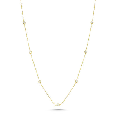 Short necklace - crystals - 18 carat gold, rose gold, silver